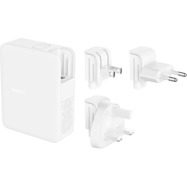 Belkin 140W 4-portová USB-C Power Delivery GaN PPS nabíjačka s UK, EU, US) adaptéry, biela
