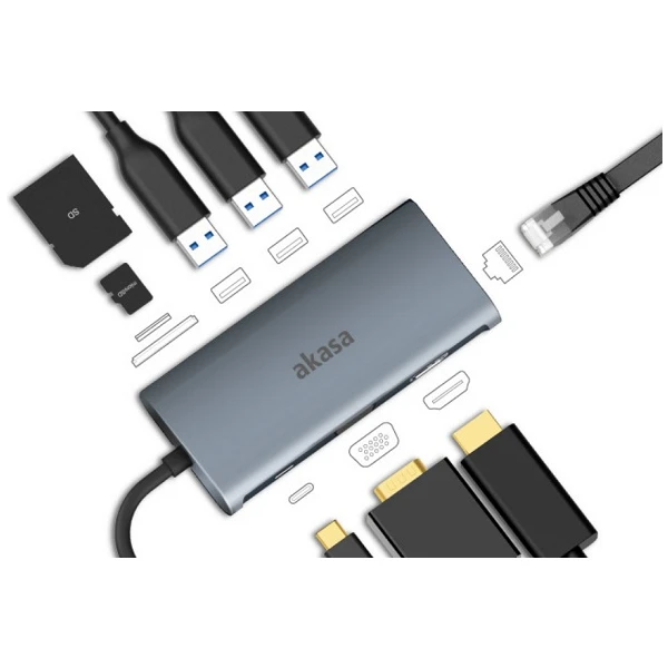 Akasa dokovacej stanice 9v1 USB 3.1 Type-C - Dokovacie stanice - Obrázok L65X600301
