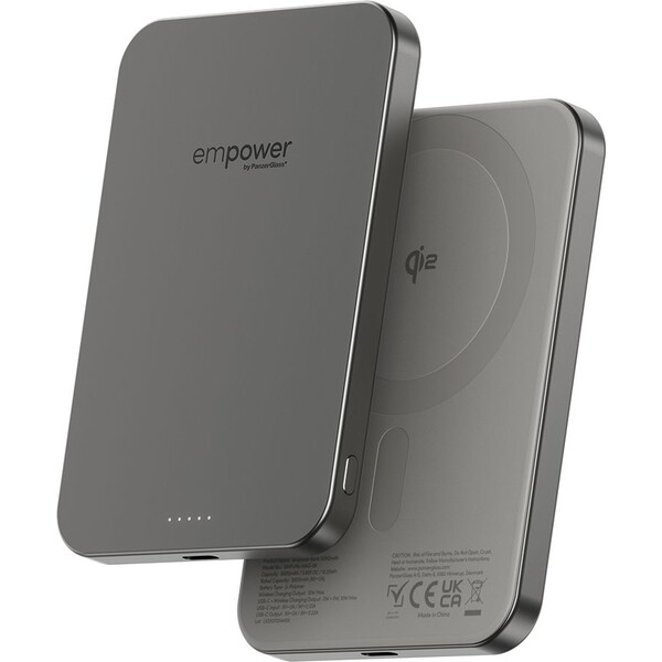 E-shop PanzerGlass® empower bezdrôtová Qi2 powerbanka 5000 mAh, MagSafe, sivá