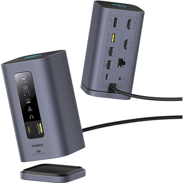 Dokovacia stanica Baseus Spacemate 11v1 (USB-C PD, USB-C, 2x USB-A, 3x HDMI) sivá - Dokovacie stanice - Obrázok L8AE000N01
