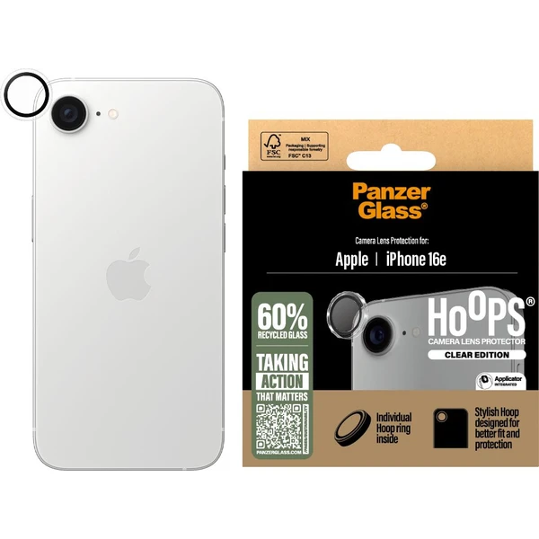 PanzerGlass® Hoops® Apple iPhone 17e/16e priehľadný ochranný krúžok na objektív fotoaparátu - Ochranné fólie a sklo - Obrázok L8GD000J01