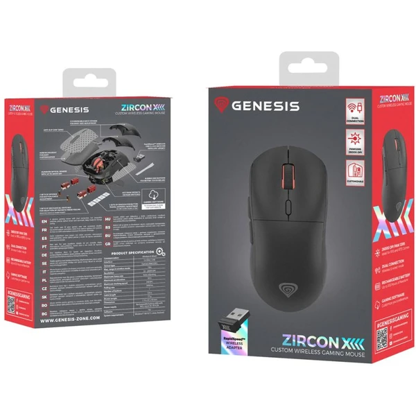 Genesis ZIRCON XIII CUSTOM bezdrôtová herná myš čierna - Myši - Obrázok L8I5000O01