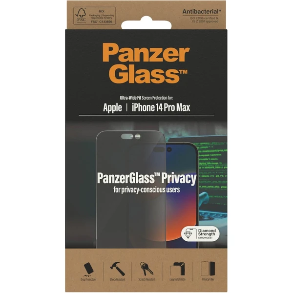PanzerGlass™ Ultra-Wide Fit Privacy Apple iPhone 14 Pro Max - Ochranné fólie a sklo - Obrázok L8S1G00101