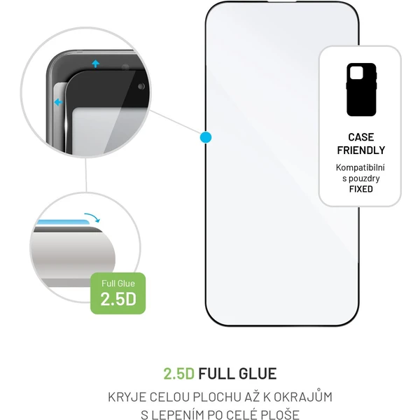 FIXED 2,5D Full-Cover tvrdené sklo 0,33mm Apple iPhone 14 Pre čierne - Ochranné fólie a sklo - Obrázok LADWF00101