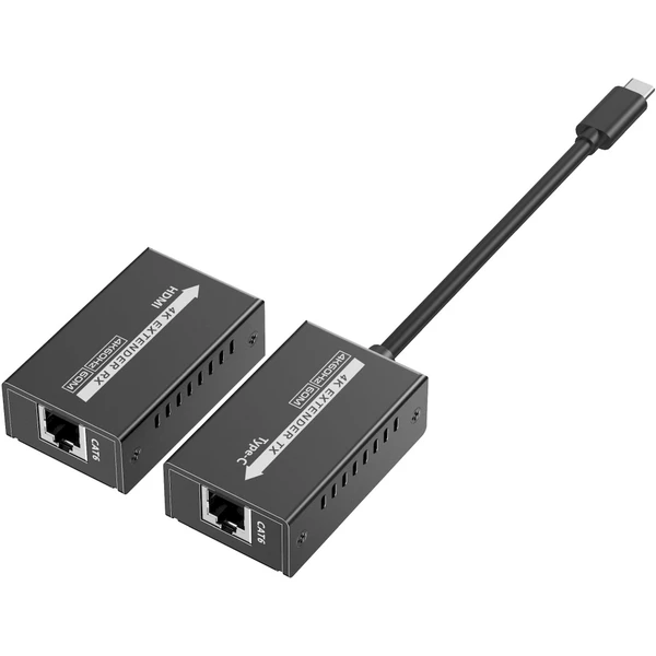 PremiumCord USB-C na HDMI extender cez patch kábel Cat5e/6/6a 4K@60Hz na 60m - Ostatné - Obrázok LAPF000K01