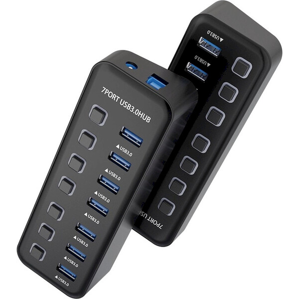 PremiumCord 7v1 USB-A Hub čierny - USB huby - Obrázok LB8L000K01