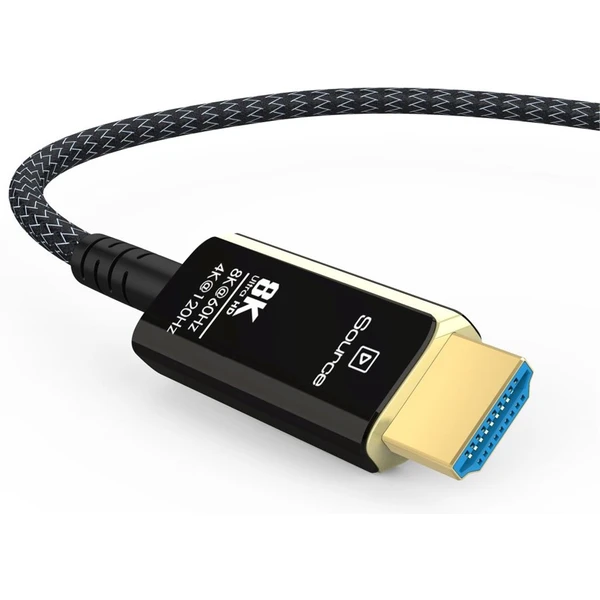 PremiumCord HDMI 2.1/HDMI 2.1 optický kábel s ethernetom 8K 20m čierny/biely - Káble a redukcie - Obrázok LBR8700301