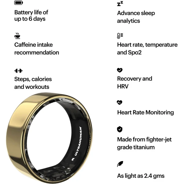 Ultrahuman Ring AIR šikovný prsteň veľ. 12 Bionic Gold - Chytré prstene - Obrázok LCE6000P01