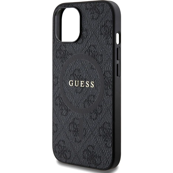 Guess PU Leather 4G Colored Ring MagSafe kryt iPhone 15 čierny - Puzdra - Obrázok LG72000N01