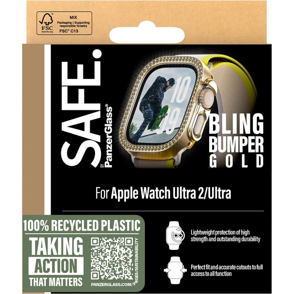 PanzerGlass® SAFE Apple Watch Ultra 3/2/1 bumper rámček trblietavo zlatý - Puzdra - Obrázok LHWA000L01