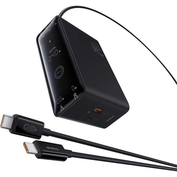 Nabíjacia stanica Baseus Digital Charger 240W GaN, 3x USB-C, USB + DC, 1m kábel čierna - Nabíjačky - Hlavný obrázok