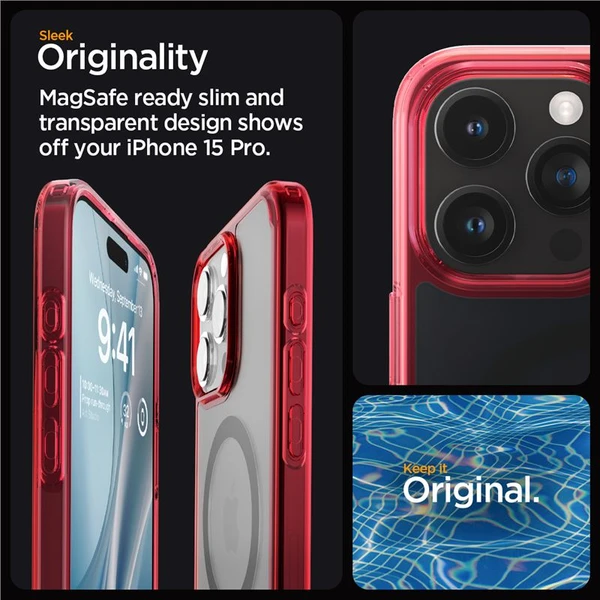 Spigen Ultra Hybrid MagFit kryt iPhone 15 Pro červený - Puzdra - Obrázok LIHA000601