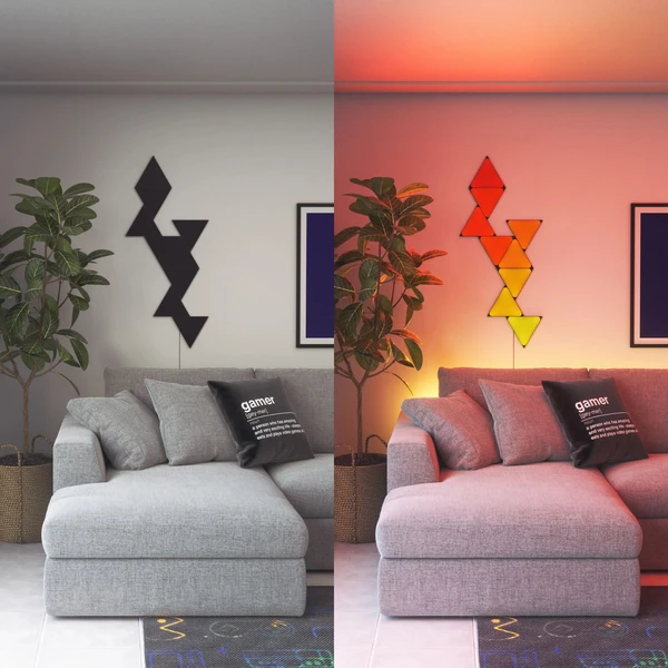 Nanoleaf Shapes Black Triangles Starter Kit inteligentné trojuholníkové osvetlenie, 9 kusov - Inteligentné osvetlenie - Obrázok LLN0000N01