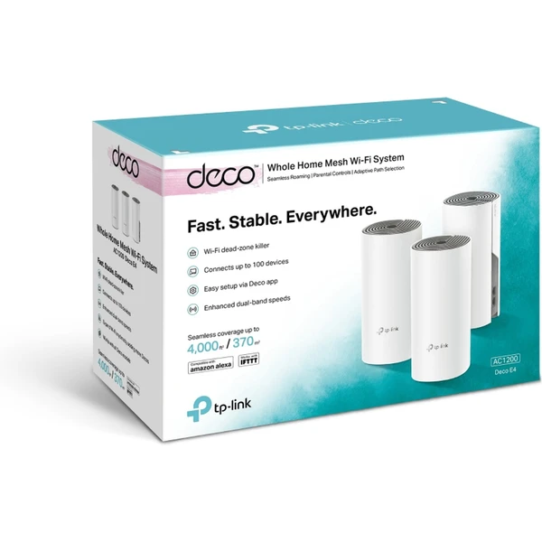 TP-Link Deco E4 mesh systém 3ks biely - Mesh systémy - Obrázok LMYN600301