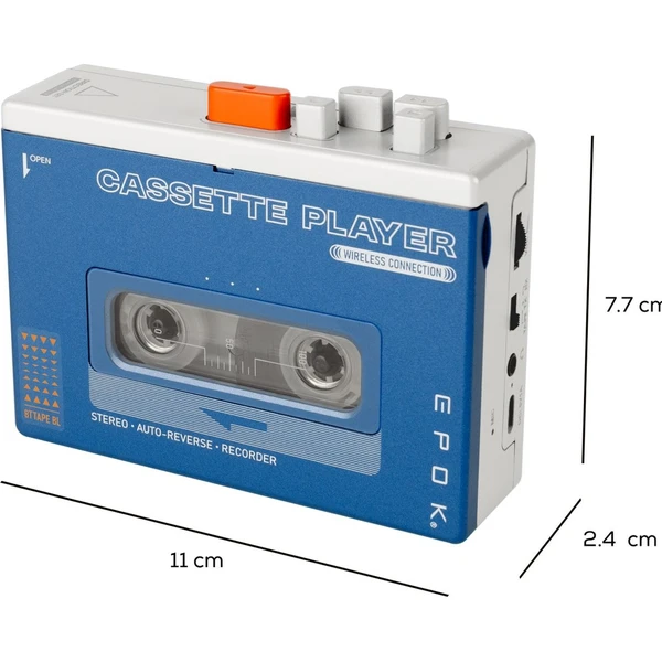Bigben BTTAPEBL kazetový prehrávač s Bluetooth modrý - Hudobné prehrávače - Obrázok LPWL000K01