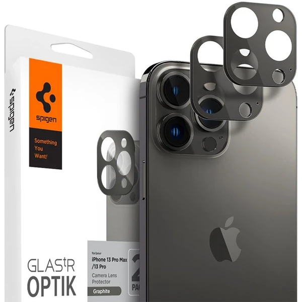 Spigen tR Optik 2 Pack tvrdené sklo na fotoaparát iPhone 13 Pro/13 Pro Max čierne - Ochranné fólie a sklo - Hlavný obrázok