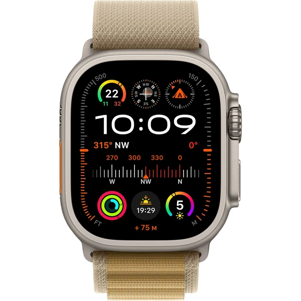 Apple Watch Ultra 2 (2024) 49mm Prírodný titán so žltohnedým alpským ťahom S - Inteligentné hodinky - Obrázok LTQ7000K01