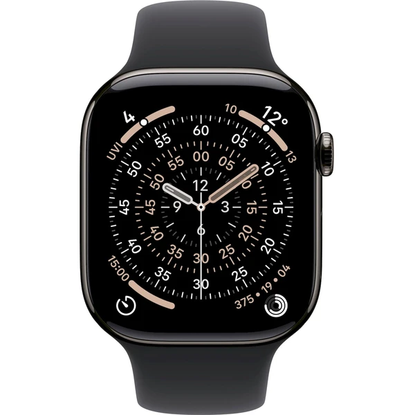 Apple Watch Series 11 Cellular (46mm) Bridlicovo šedý titán s čiernym športovým remienkom S/M - Inteligentné hodinky - Hlavný obrázok