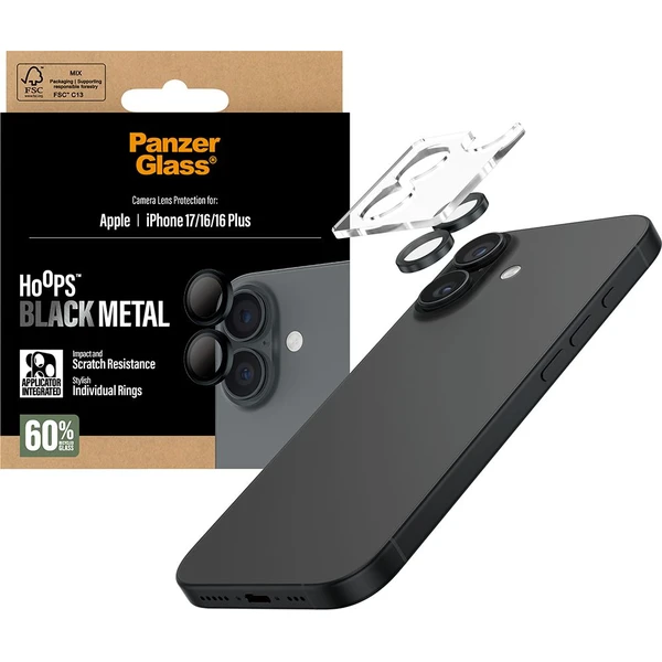 PanzerGlass® Hoops skla Apple iPhone 17/16/16 Plus čierne - Ochranné fólie a sklo - Obrázok LXEH000K01