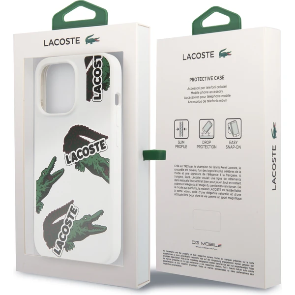 Lacoste Liquid Silicone Allover Pattern Kryt pre iPhone 13 Pro Max White - Puzdra - Obrázok LYXRF00101