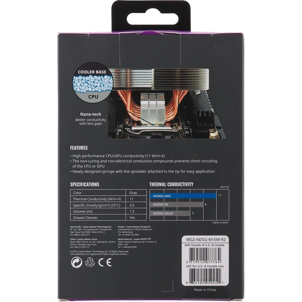 Cooler Master termálna pasta na CPU Master Gél ??Maker, tep. vodivosť 11 W.m, 1.5ml, sivá - Chladiče - Obrázok M002000K01