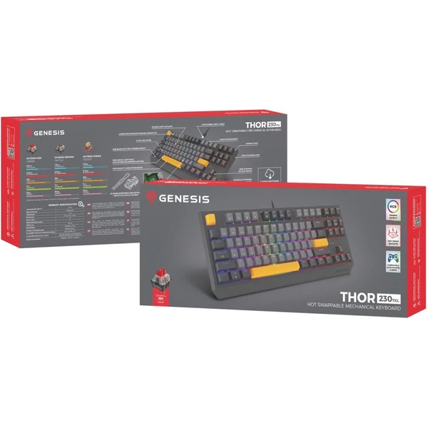 Genesis THOR 230 TKL Anchor Gray Negative RGB mechanická klávesnica - Klávesnice - Obrázok M0I5000O01