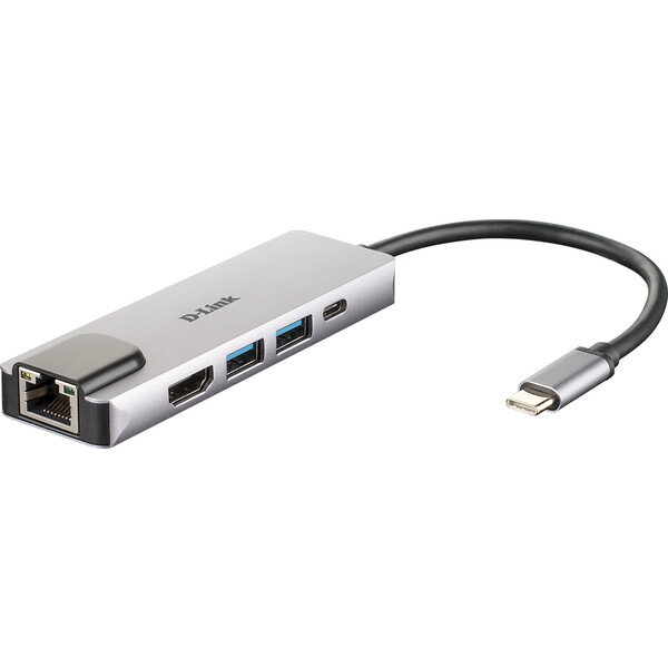 E-shop D-Link 5v1 USB-C Hub PD 60W strieborný