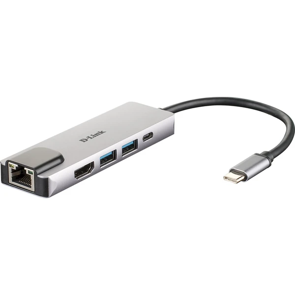D-Link 5v1 USB-C Hub PD 60W strieborný - USB huby - Hlavný obrázok