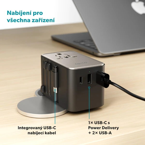 Epico UltraBoost GaN 70W univerzálny cestovný adaptér EU70 titánový - Nabíjačky - Obrázok M0LL000K01