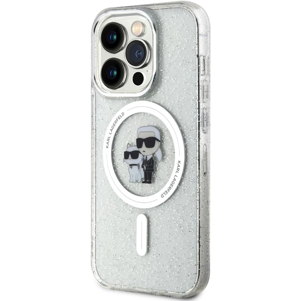 Karl Lagerfeld IML Glitter Karl a Choupette MagSafe Kryt iPhone 15 Pre číry - Puzdra - Obrázok M0X4000701