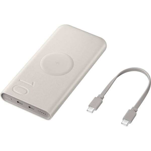 E-shop Samsung FastCharge powerbanka Qi, 2x USB-C, 25W, 10000mAh béžová