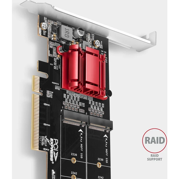 AXAGON PCEM2-ND PCIe x8 radič 2x M.2 NVMe M-key slot - Radiče - Obrázok M1J0000P01