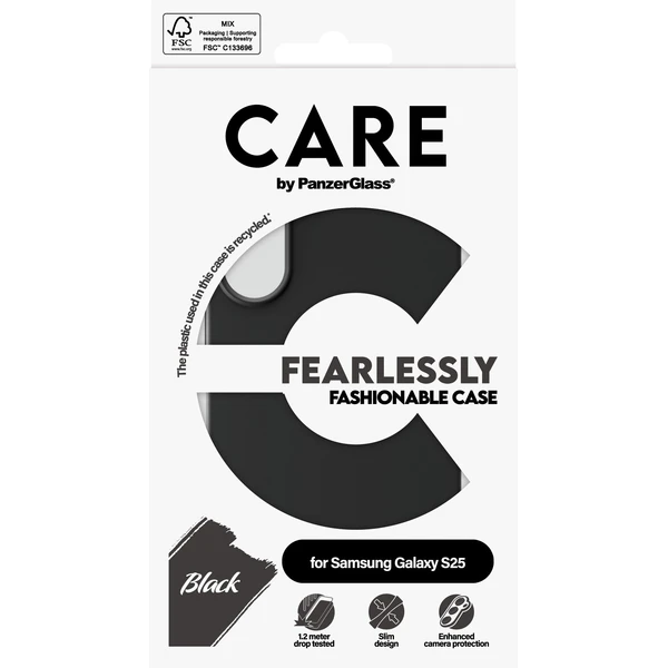 PanzerGlass® CARE kryt Samsung Galaxy S25 Fearlessly čierny - Puzdra - Obrázok M2FC000J01
