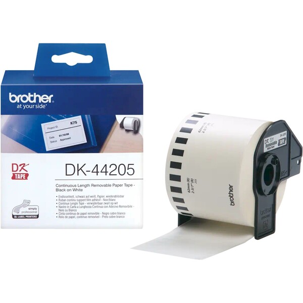 E-shop Brother DK-44205 štítok čierna na biele s odstrániteľným lepidlom 62 mm