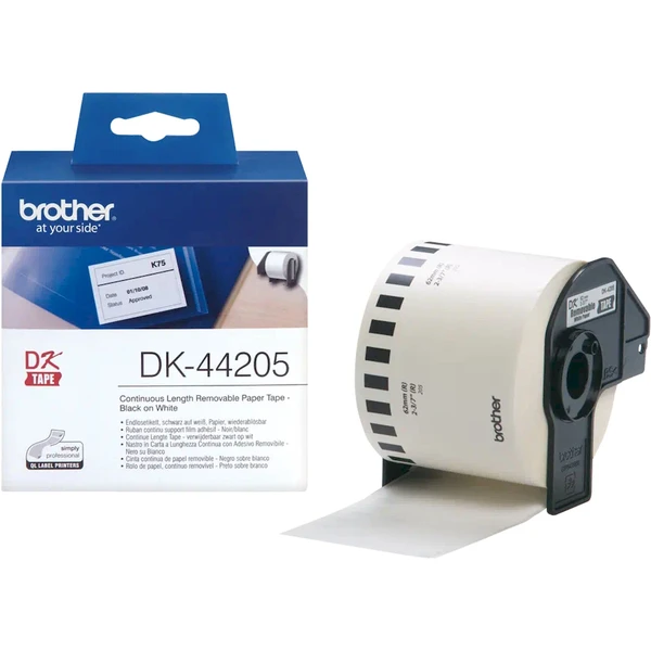 Brother DK-44205 štítok čierna na biele s odstrániteľným lepidlom 62 mm - Pásky pre štítkovače - Hlavný obrázok