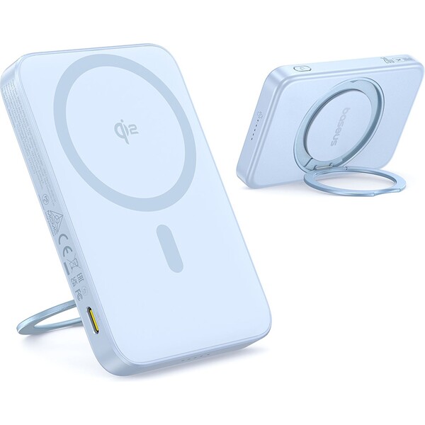 Baseus PicoGo Qi2 s otočným stojanom a bezdrôtovým nabíjaním powerbanka 5000mAh 20W USB-C modrá