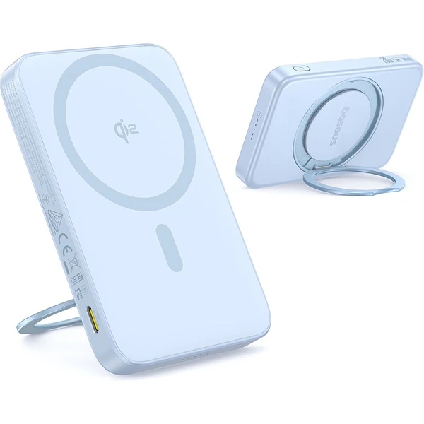 Powerbanka Baseus PicoGo Qi2 s otočným stojanom a bezdrôtovým nabíjaním 5000mAh 20W USB-C modrá - Powerbanky - Hlavný obrázok