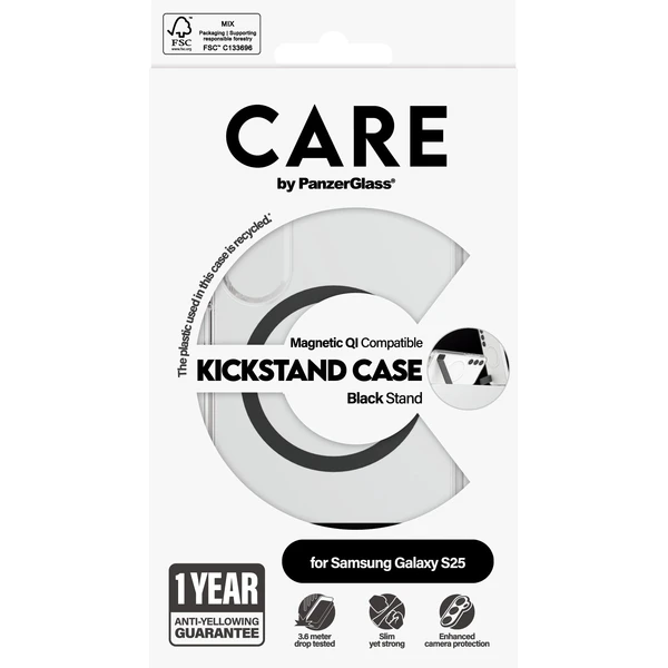 PanzerGlass® CARE kryt Samsung Galaxy S25 číry/čierny Kickstand & QI - Puzdra - Obrázok M3FC000J01