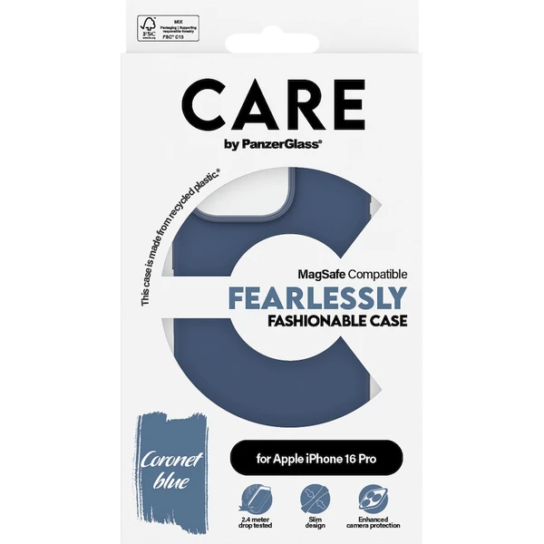 PanzerGlass® CARE kryt Apple iPhone 16 Pro MagSafe Fearlessly modrý - Puzdra - Obrázok M408000P01