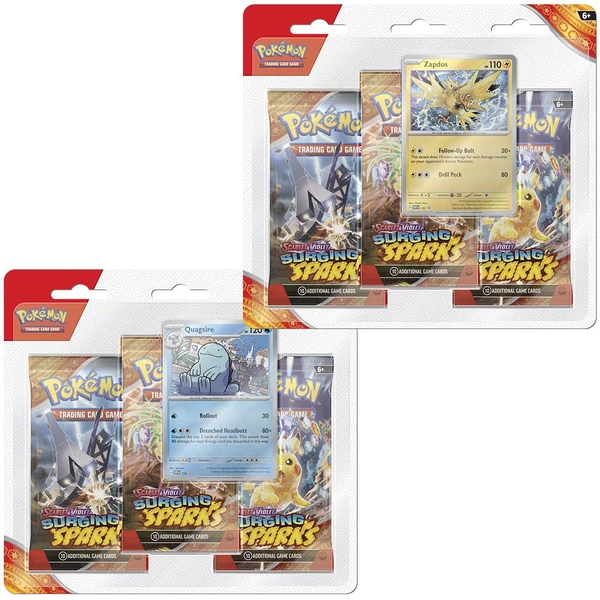 Pokémon TCG: SV08 Surging Sparks - 3 Blister Booster - Pokémon karty - Hlavný obrázok