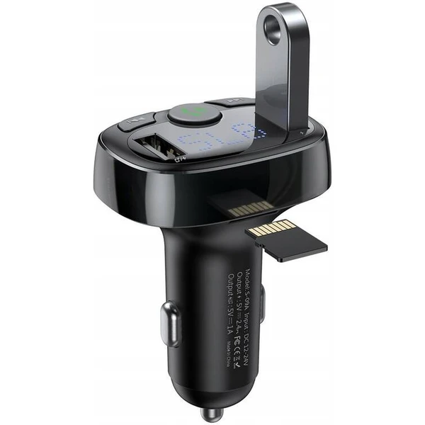 Baseus Bluetooth MP3 FM Transmiter s nabíjaním 2xUSB 3.4A čierny - Nabíjačky - Obrázok M5R4000J01