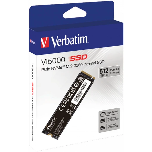 VERBATIM SSD Vi5000 Internal PCIe NVMe M.2 SSD 512GB - SSD - Obrázok M663000O01