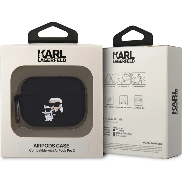 Karl Lagerfeld 3D Logo NFT Karl and Choupette puzdro AirPods Pro 2 čierne - Puzdra - Obrázok M6N6000701