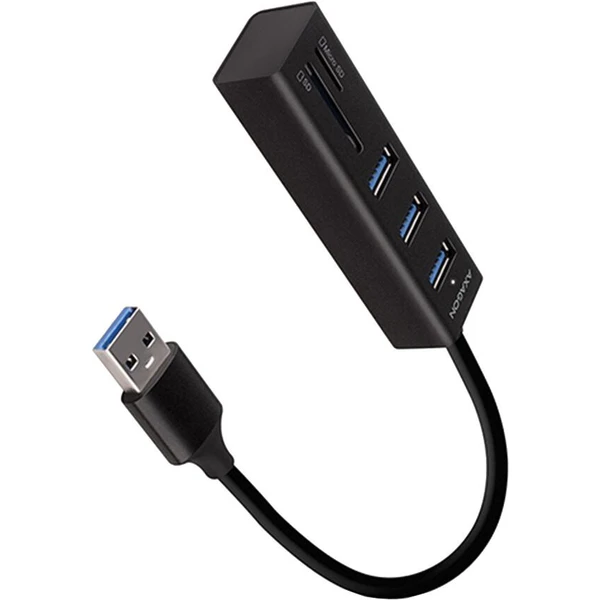 AXAGON HMACR3A USB 3.2 Gen 1 húb porty 3x USBA + čítačka kariet SD/microSD kovový kábel USBA 20 - USB huby - Hlavný obrázok