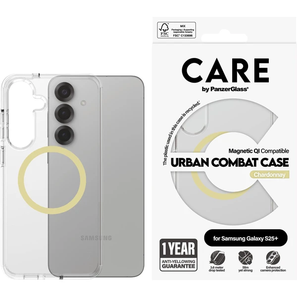 PanzerGlass® CARE kryt Samsung Galaxy S25+ Urban Combat číry/žltozelený QI (Chardonnay) - Puzdra - Obrázok M7FC000J01