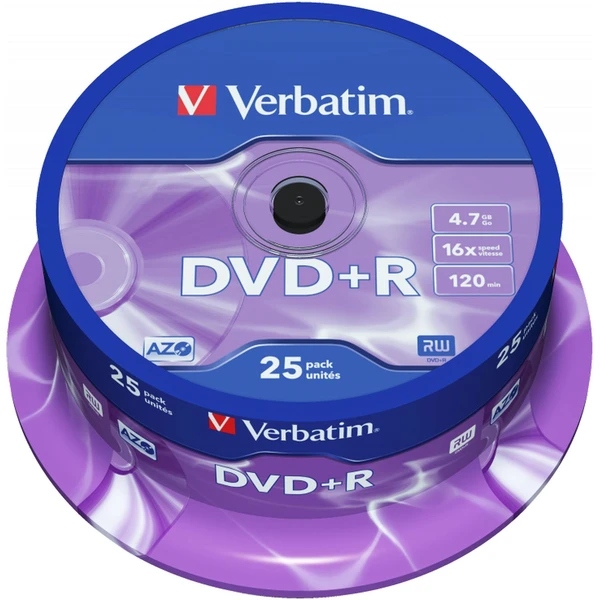 VERBATIM DVD+R(25 ks)Spindle/General Retail/16x/4.7GB - Optické disky - Hlavný obrázok