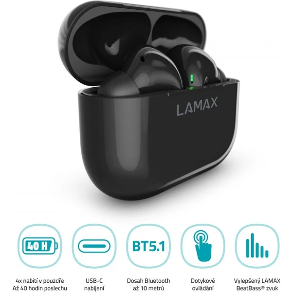 LAMAX Clips1 bezdrôtové slúchadlá čierna - Slúchadlá - Obrázok M8UK100501