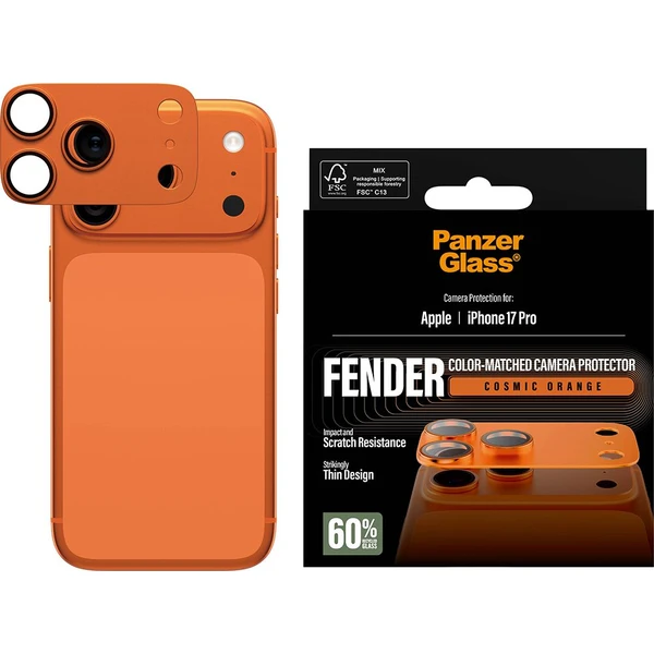 PanzerGlass® FENDER hliníková ochrana fotoaparátu Apple iPhone 17 Pro oranžová - Ochranné fólie a sklo - Obrázok M8XL000K01