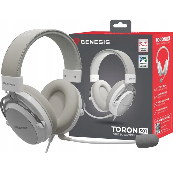Genesis TORON 301 headset s mikrofónom biely - Slúchadlá - Obrázok M9I5000O01
