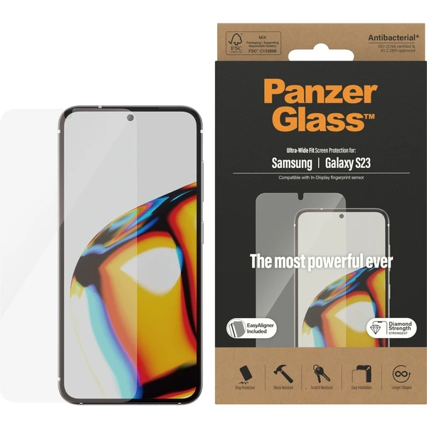 PanzerGlass™ Ultra-Wide Fit Samsung Galaxy S23/S22 s funkčným odtlačkom prstov a inštalačným rámčeko - Ochranné fólie a sklo - Obrázok M9S1G00101